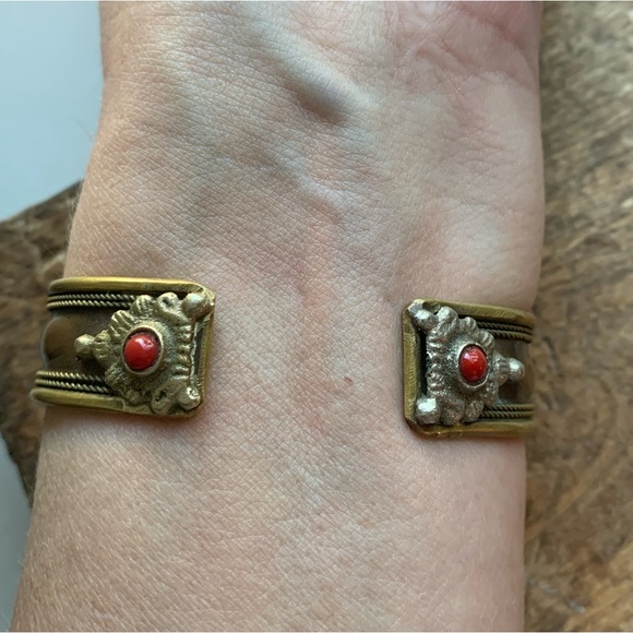 Om Namah Shivaya Mantra Cuff Bracelet Unisex Jewelry Buddha Red Natural Stones - Picture 5 of 12